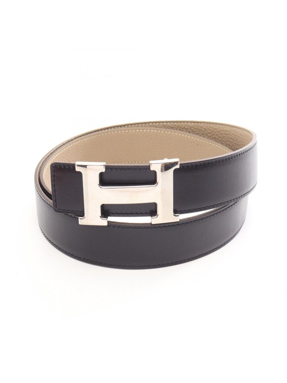 Hermes Belt Constance H Reversible Black Calfskin